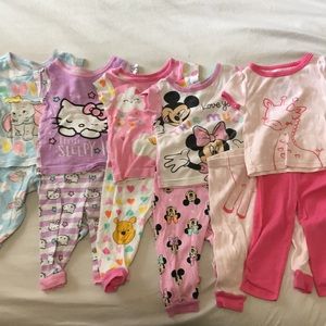 9-12 mo Baby Girl Lot of 5 Nighttime Pajamas